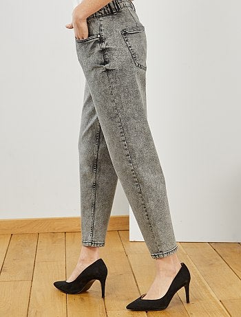 Mom-jeans met elastische tailleband - Kiabi