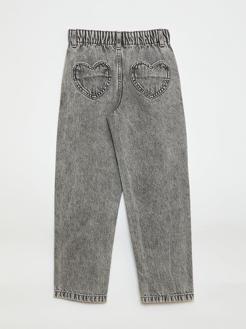 Mom jeans met hartvormige zakken Grijs - Kiabi