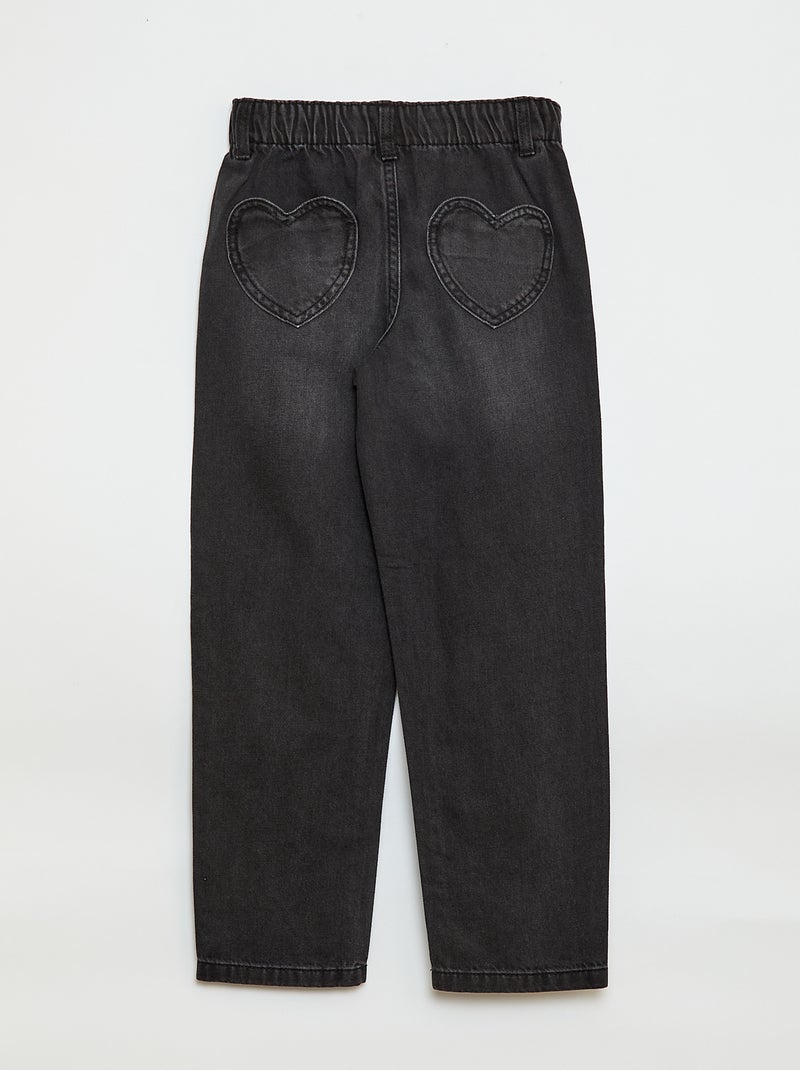 Mom jeans met hartvormige zakken Zwart - Kiabi