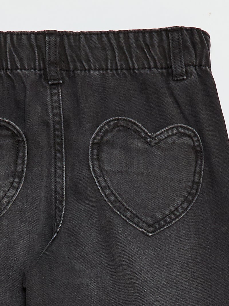 Mom jeans met hartvormige zakken Zwart - Kiabi