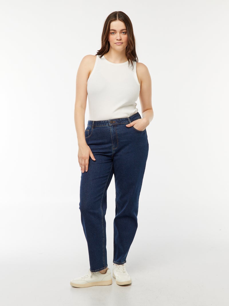 Mom jeans met hoge taille - L28 Blauw - Kiabi