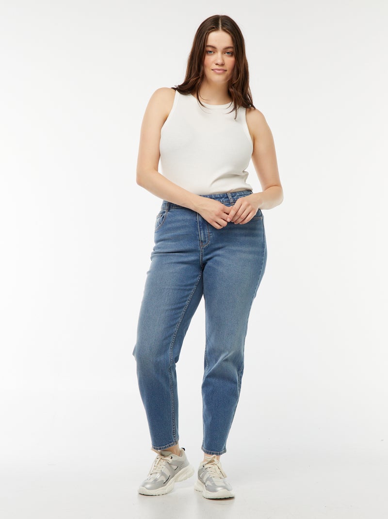 Mom jeans met hoge taille - L28 Blauw - Kiabi