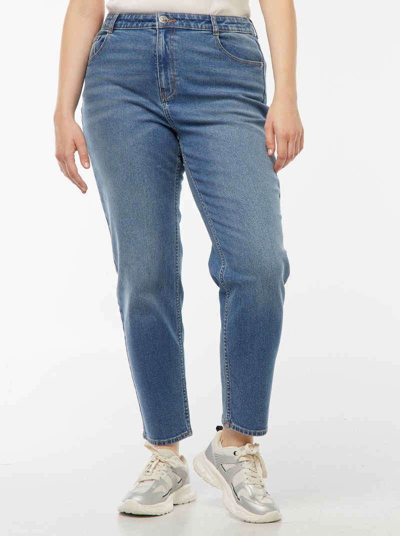 Mom jeans met hoge taille - L28 Blauw - Kiabi