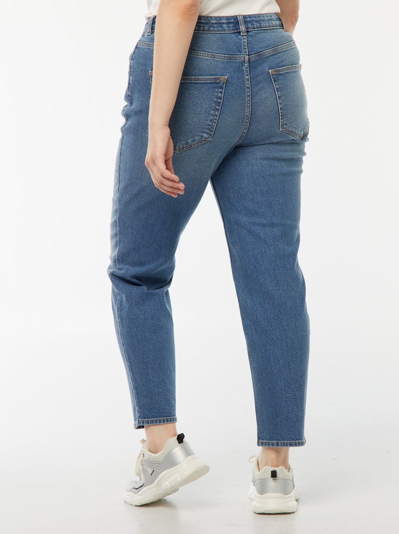 Mom jeans met hoge taille - L28 Blauw - Kiabi