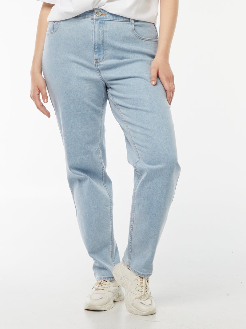 Mom jeans met hoge taille - L28 Blauw - Kiabi