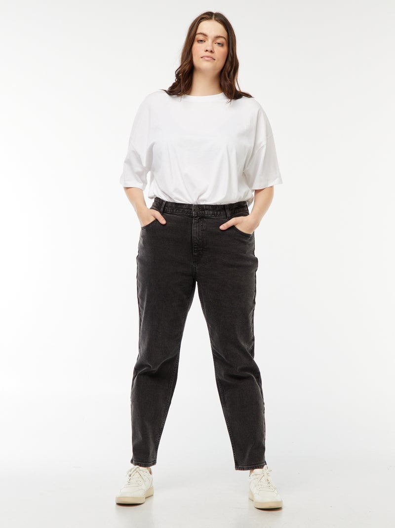 Mom jeans met hoge taille - L28 Zwart - Kiabi