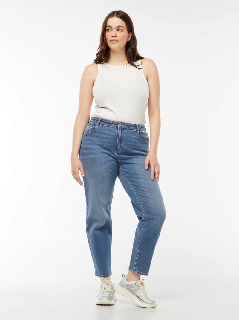 Mom jeans met hoge taille - L30 Blauw - Kiabi