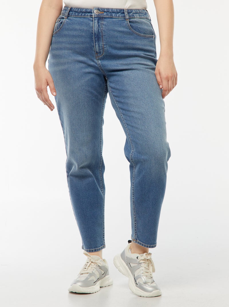 Mom jeans met hoge taille - L30 Blauw - Kiabi