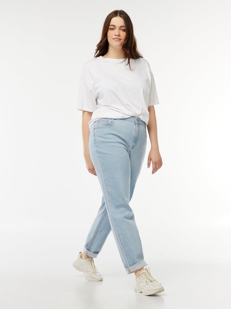 Mom jeans met hoge taille - L30 Blauw - Kiabi