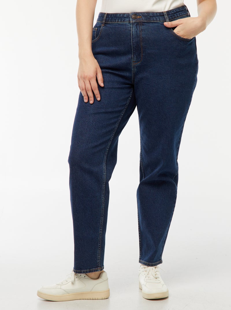 Mom jeans met hoge taille - L34 Blauw - Kiabi