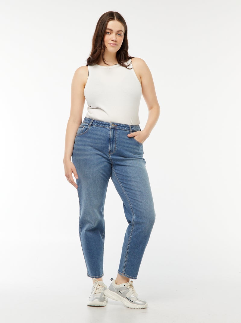 Mom jeans met hoge taille - L34 Blauw - Kiabi