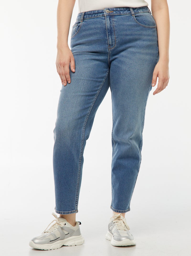 Mom jeans met hoge taille - L34 Blauw - Kiabi