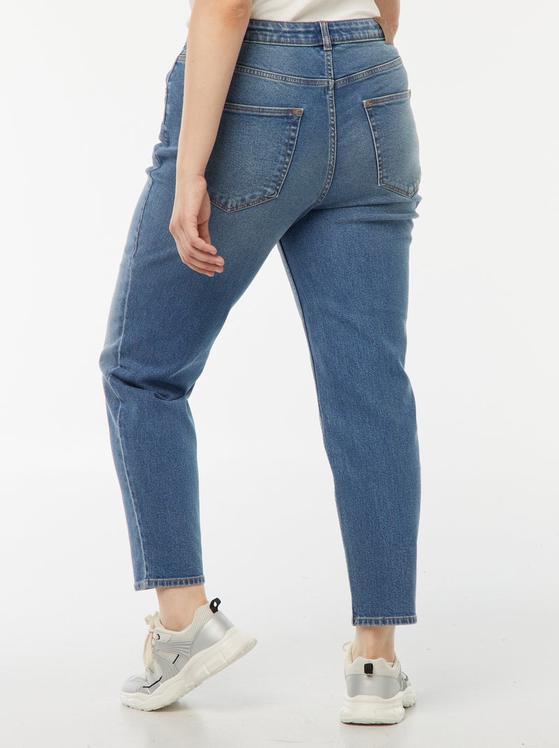 Mom jeans met hoge taille - L34 Blauw - Kiabi