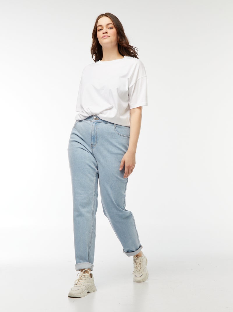 Mom jeans met hoge taille - L34 Blauw - Kiabi