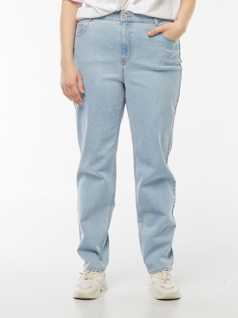 Mom jeans met hoge taille - L34 Blauw - Kiabi