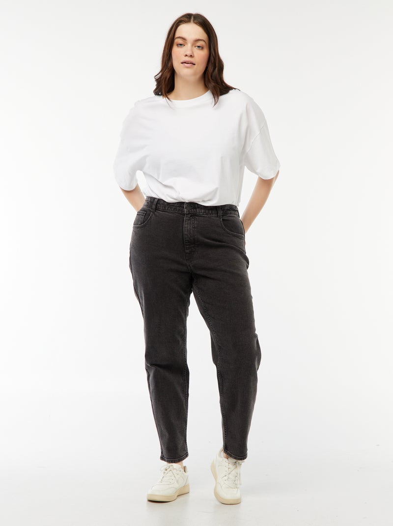 Mom jeans met hoge taille - L34 Zwart - Kiabi