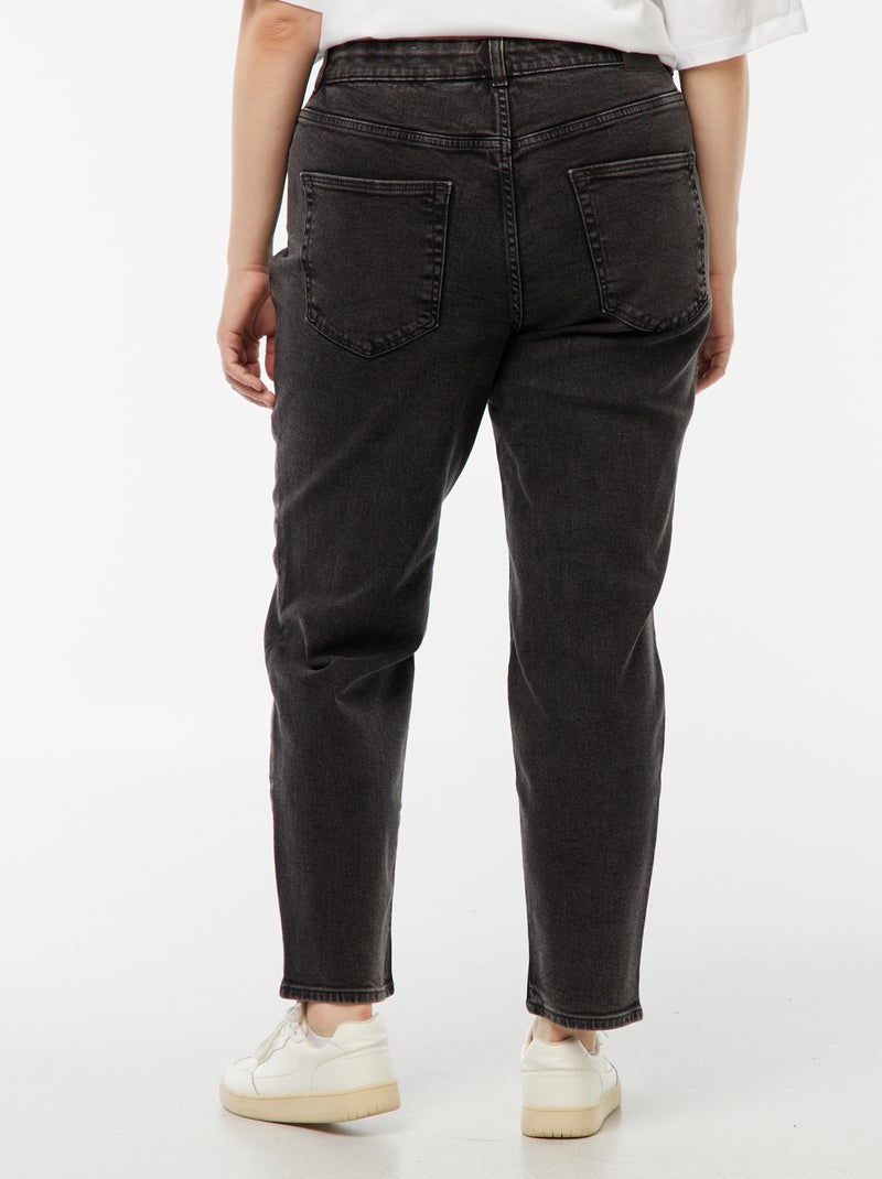Mom jeans met hoge taille - L34 Zwart - Kiabi