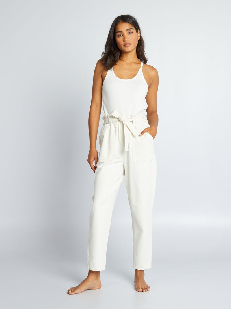 Mom jeans met riem Wit - Kiabi