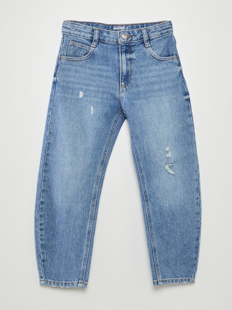 Mom jeans met scheurtjes BLAUW - Kiabi