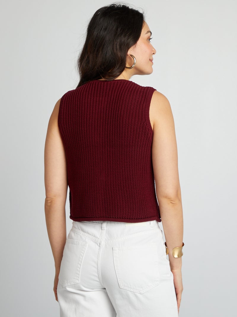 Mouwloos, gebreid vest ROOD - Kiabi