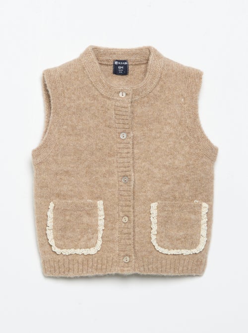 Mouwloos gilet met geborduurde zakken - Kiabi