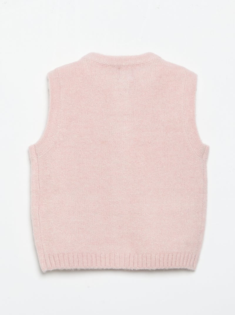 Mouwloos gilet met geborduurde zakken Rose - Kiabi