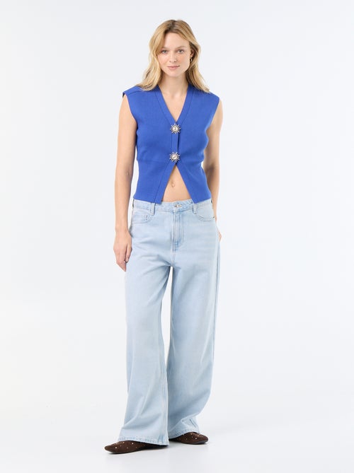 Mouwloos gilet met goudkleurige knopen - Kiabi
