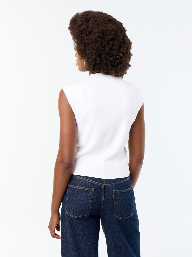 Mouwloos gilet met goudkleurige knopen Wit - Kiabi