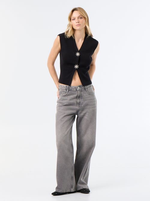 Mouwloos gilet met goudkleurige knopen - Kiabi