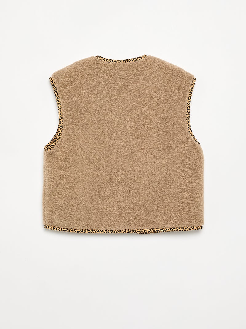 Mouwloos gilet met schapenvachteffect Biege - Kiabi