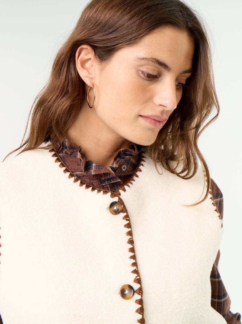 Mouwloos gilet met schapenvachteffect Biege - Kiabi