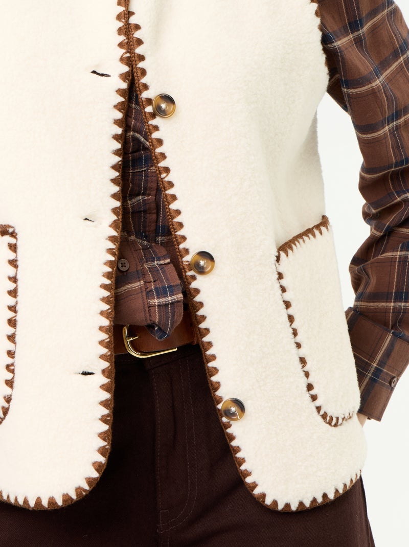 Mouwloos gilet met schapenvachteffect Biege - Kiabi
