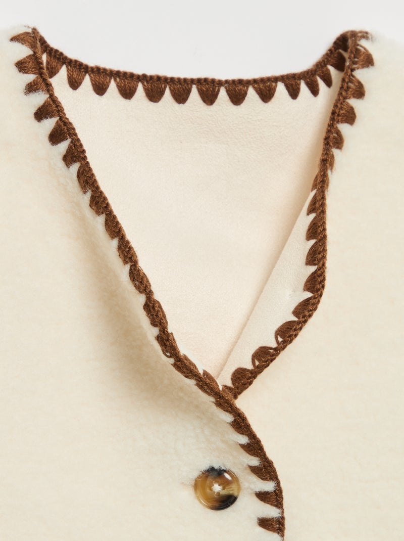 Mouwloos gilet met schapenvachteffect Biege - Kiabi