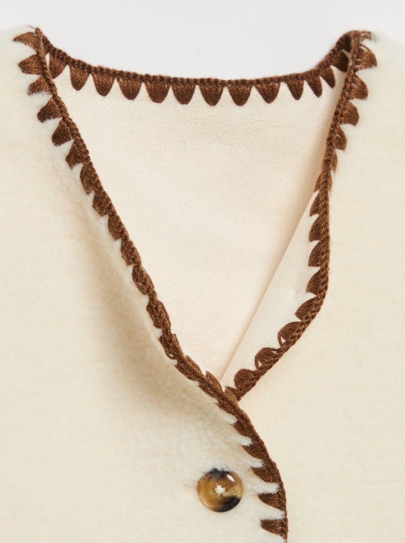 Mouwloos gilet met schapenvachteffect Biege - Kiabi
