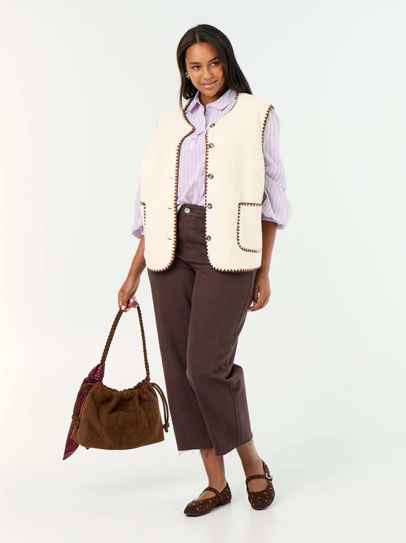 Mouwloos gilet met schapenvachteffect Biege - Kiabi