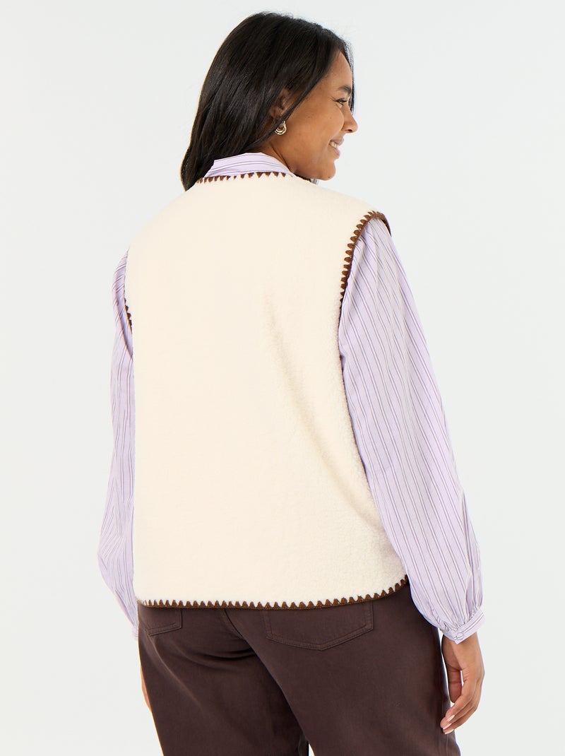 Mouwloos gilet met schapenvachteffect Biege - Kiabi