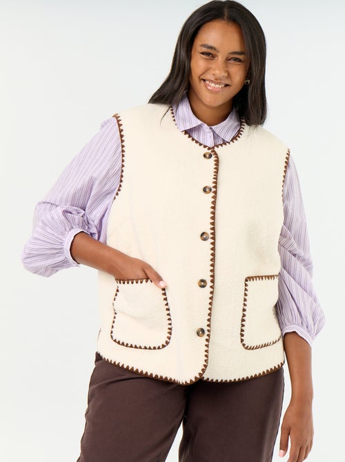 Mouwloos gilet met schapenvachteffect - Kiabi