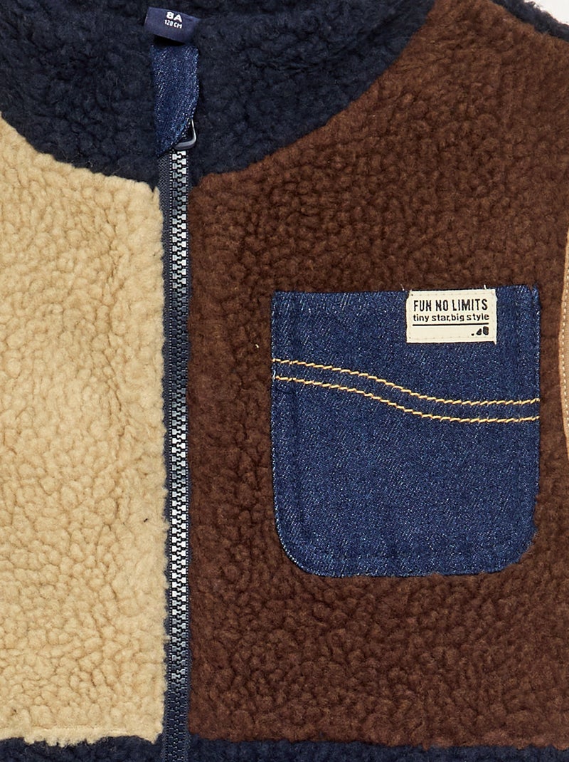 Mouwloos gilet met schapenvachteffect Bruin - Kiabi