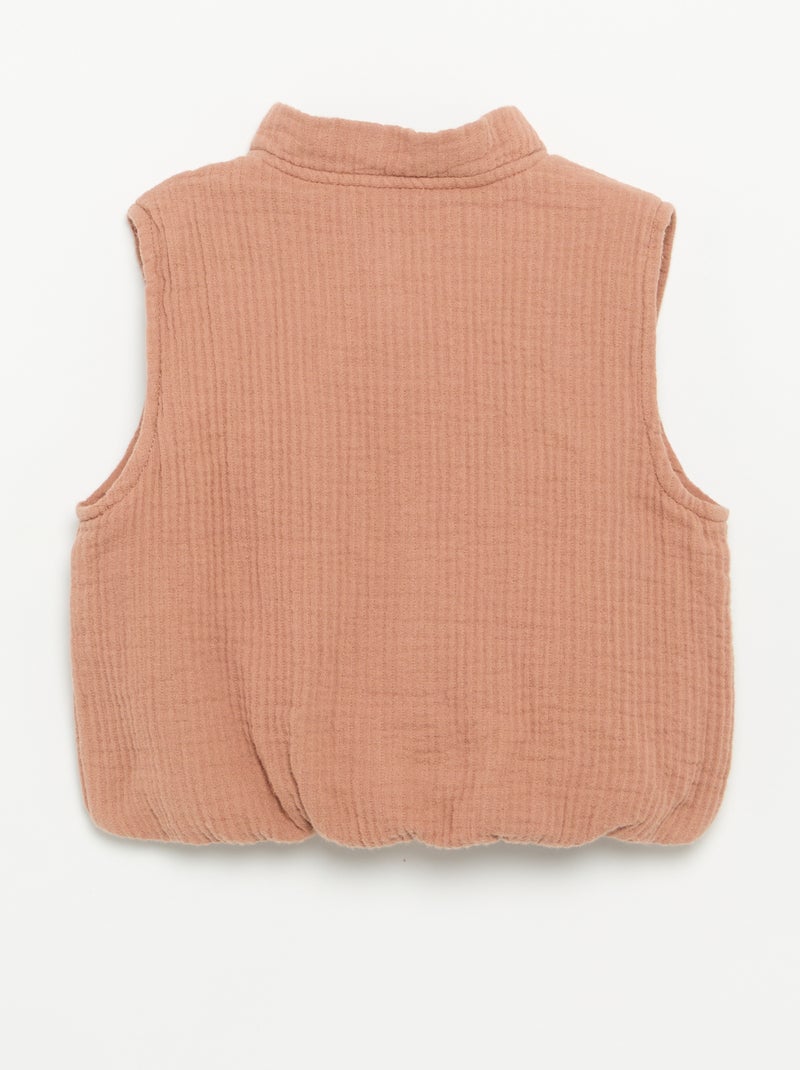 Mouwloos gilet van dubbel katoengaas Bruin - Kiabi