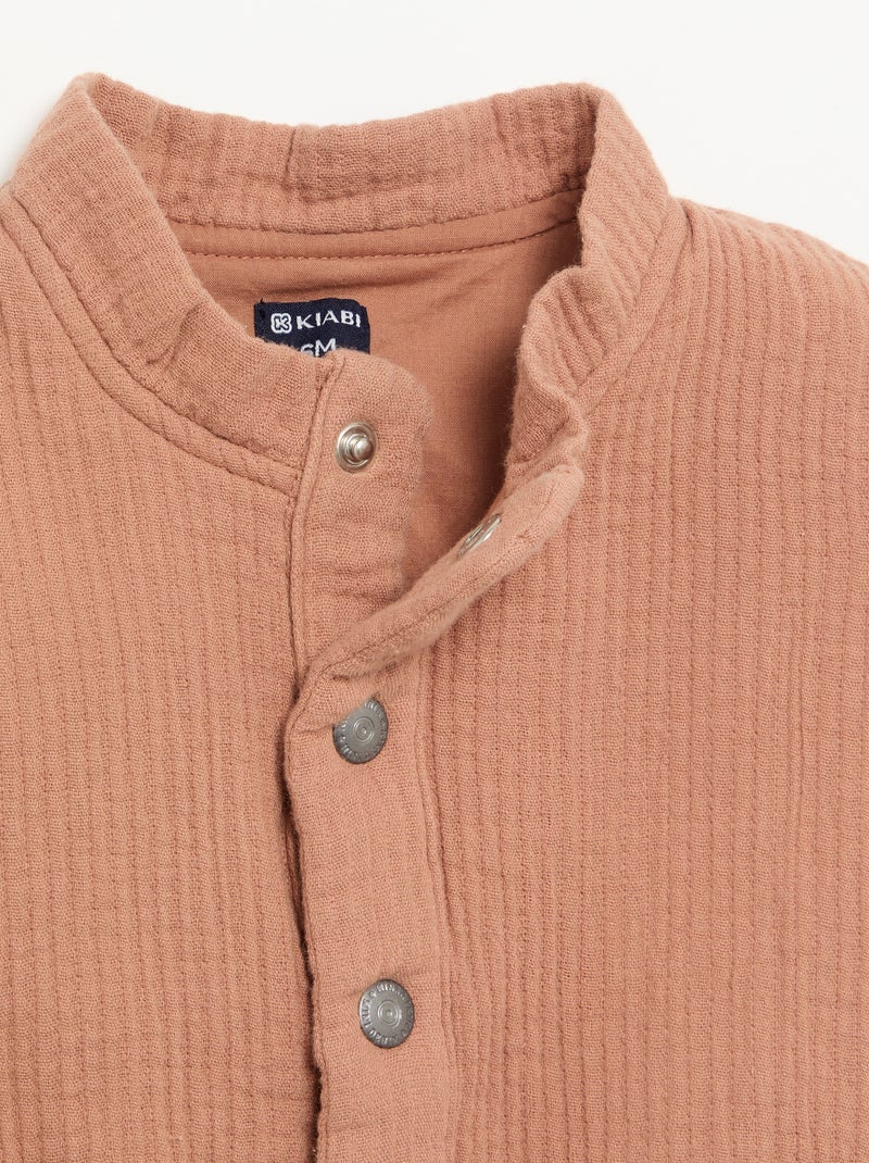 Mouwloos gilet van dubbel katoengaas Bruin - Kiabi