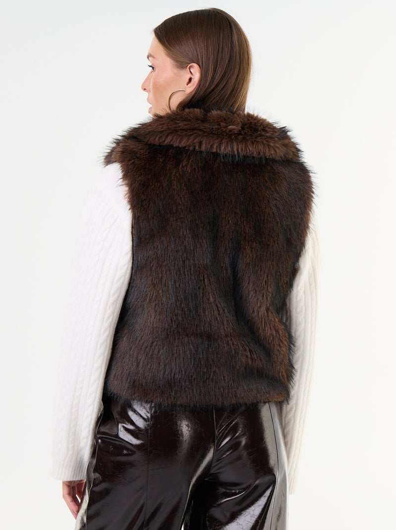 Mouwloos gilet van imitatiebont Bruin - Kiabi