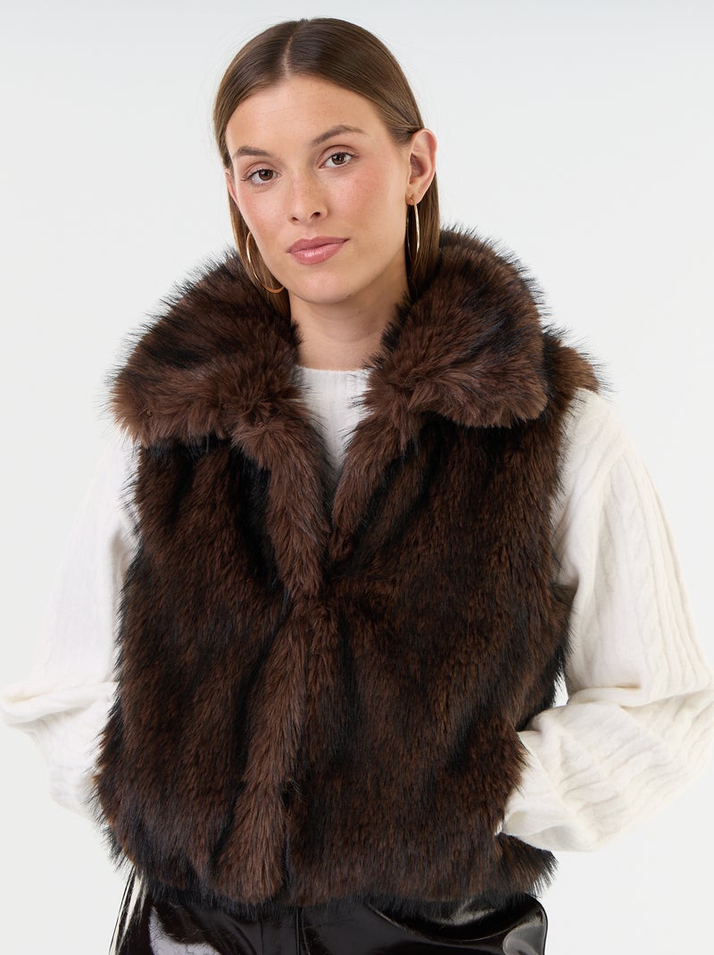 Mouwloos gilet van imitatiebont Bruin - Kiabi