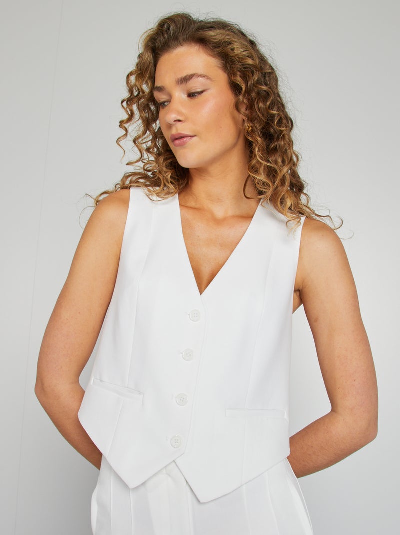 Mouwloos giletje met V-hals wit - Kiabi