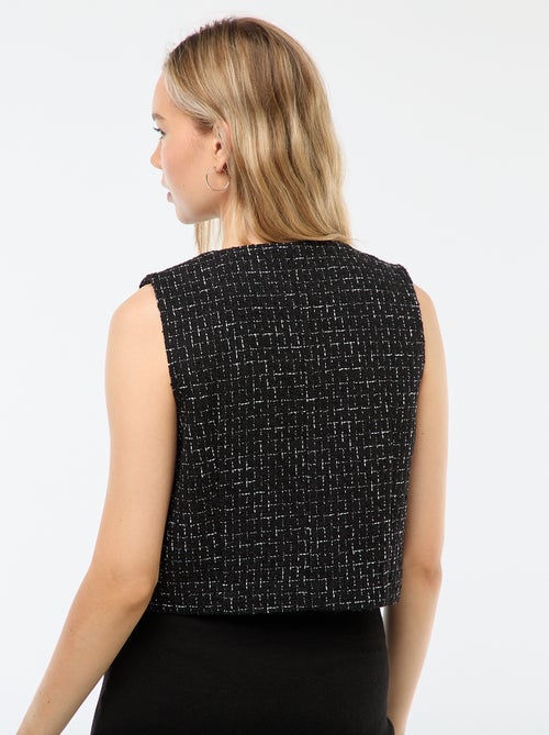 Mouwloos giletje van tweedstof met sierknopen - Kiabi