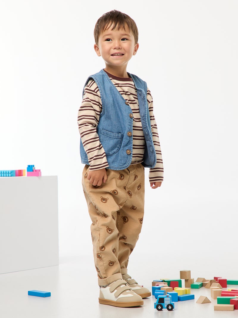 Mouwloos jasje met geribbeld spijkerstofeffect Blauw - Kiabi