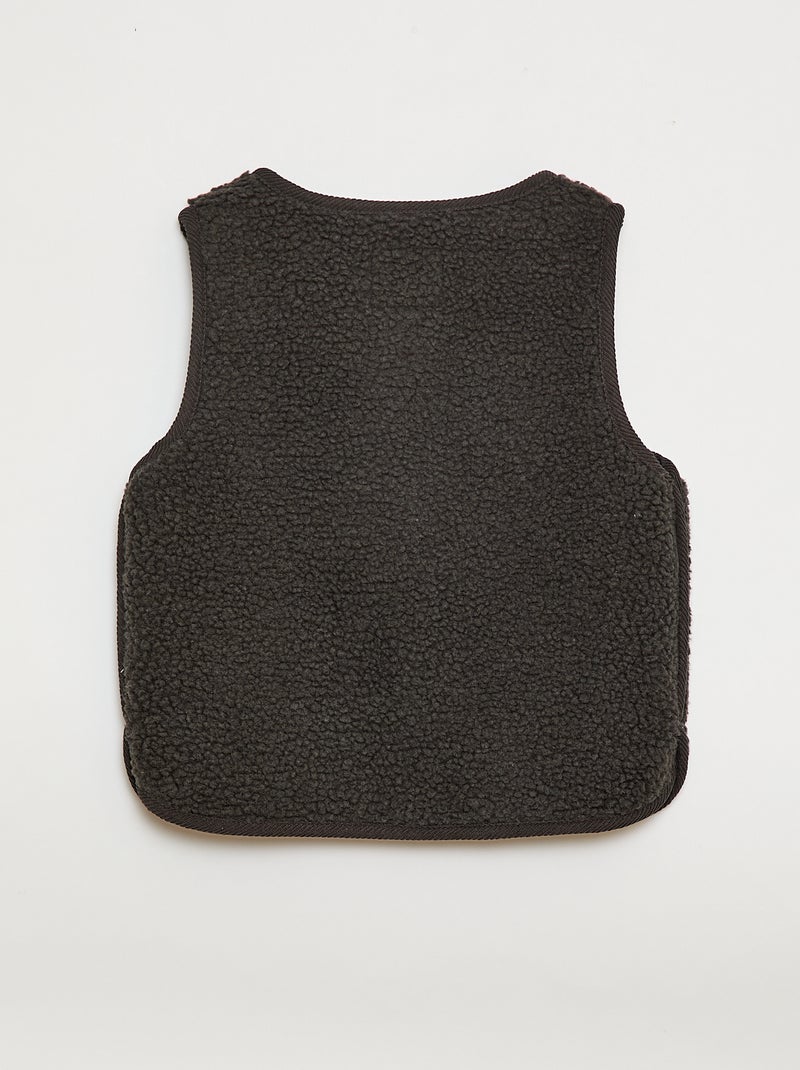 Mouwloos jasje van imitatieschapenvacht Zwart - Kiabi