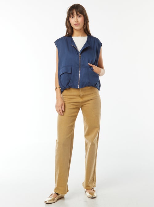 Mouwloos jasje van satijnachtige stof met rits - Kiabi