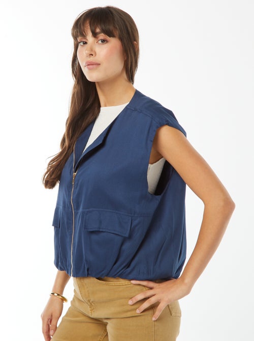 Mouwloos jasje van satijnachtige stof met rits - Kiabi