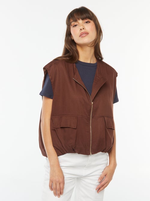 Mouwloos jasje van satijnachtige stof met rits - Kiabi