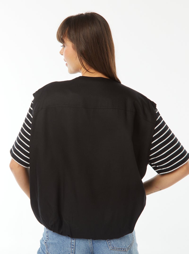 Mouwloos jasje van satijnachtige stof met rits zwart - Kiabi